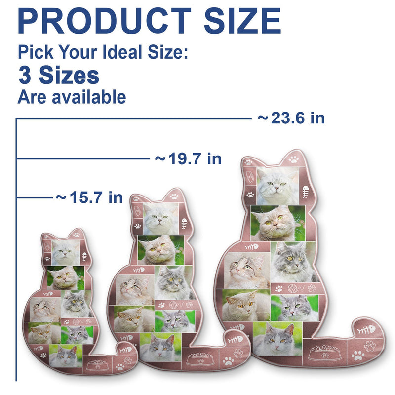 Coussin photo personnalisé en forme de chat - Cadeau pour les amoureux des chats, mamans et papas chats - Coussin personnalisé en forme de chat