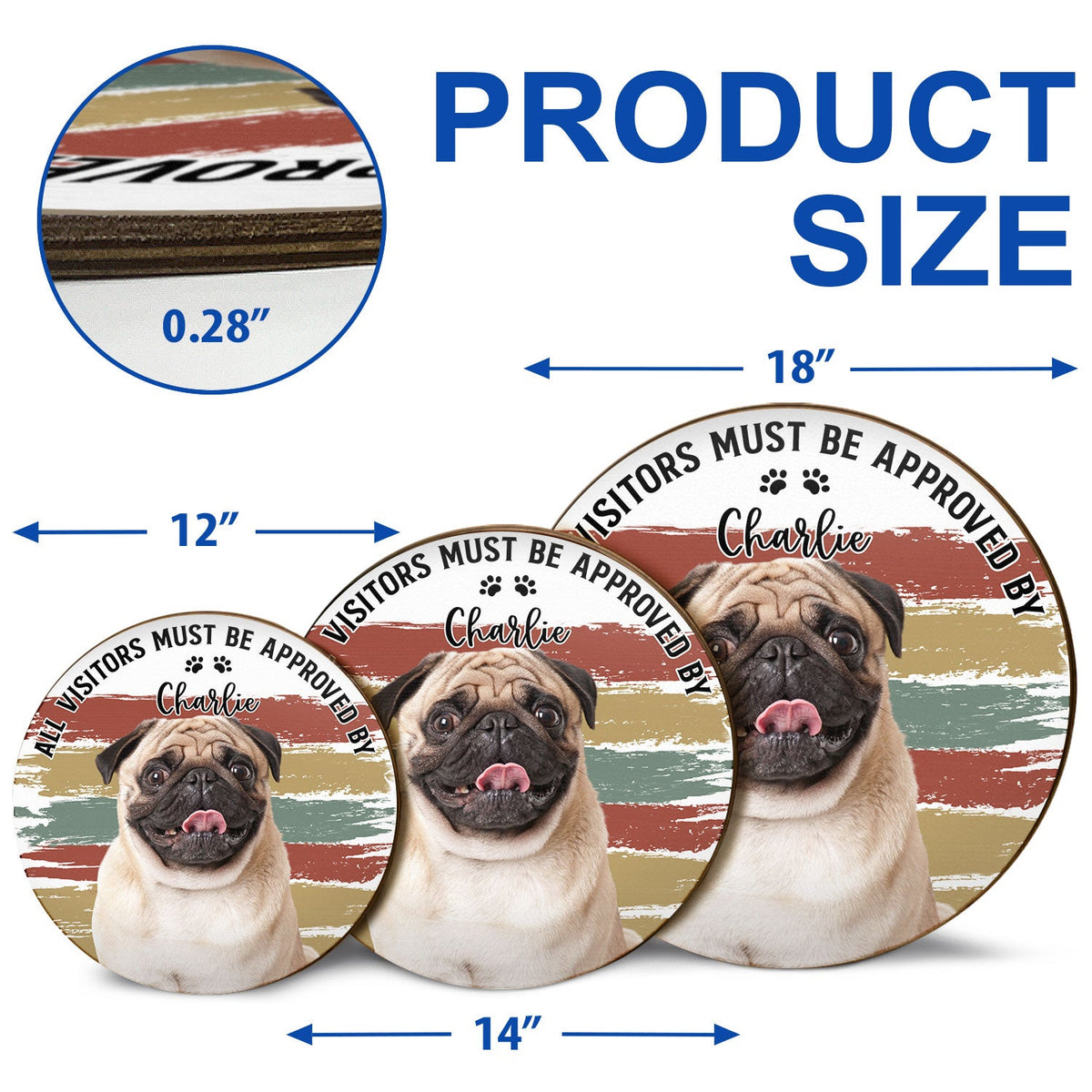 Custom Photo All Visitors Must Be Approved By Dogs Cats - Gift For Pet Lovers - Personalized Wood Circle Sign