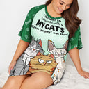 Just Want To Stay In Bed With My Cats - Gift For Cat Moms, Cat Lovers - Personalized Women's Sleep Tee