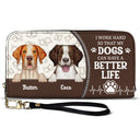 I Work Hard So My Dog Cat - Gift For Pet Lovers - Personalized Leather Long Wallet