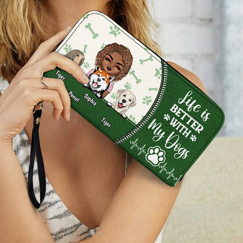 Meilleure maman de chien de tous les temps - Cadeau d'anniversaire et d'amour pour les amoureux des chiens - Portefeuille long en cuir personnalisé