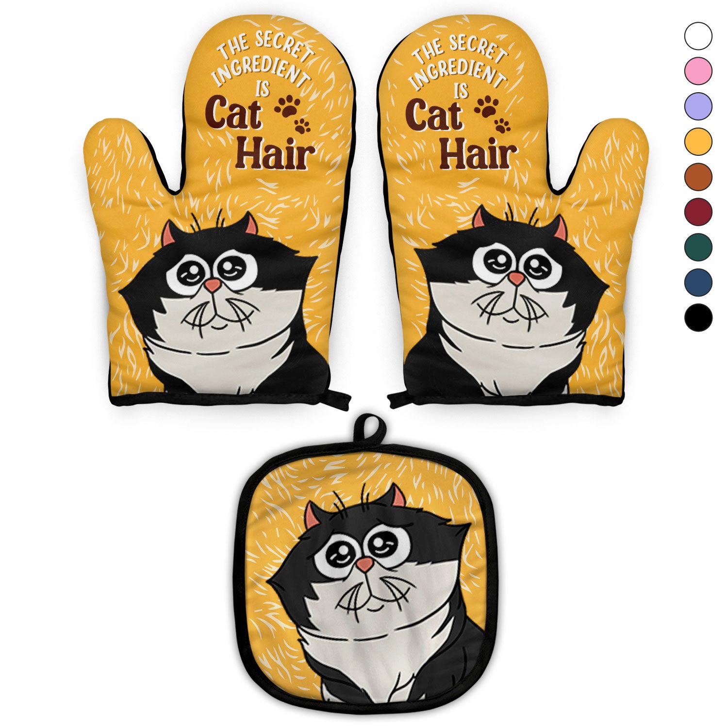 The Secret Ingredient Is Cat Hair - Gift For Cat Lovers - Personalized Oven Mitts, Pot Holders