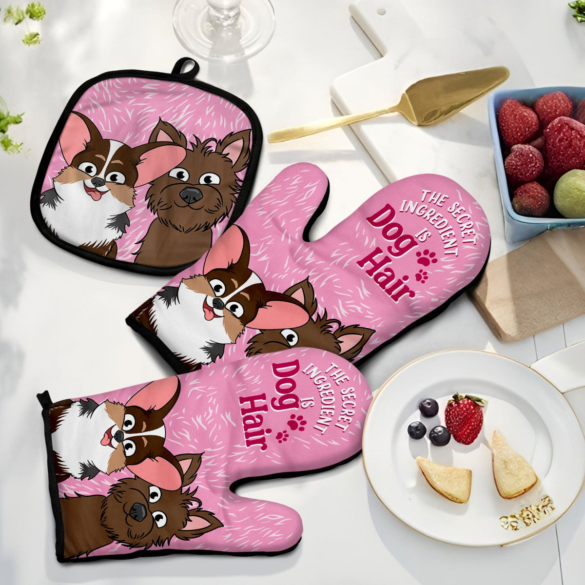 The Secret Ingredient Is Dog Hair - Gift For Dog Lovers - Personalized Oven Mitts, Pot Holders