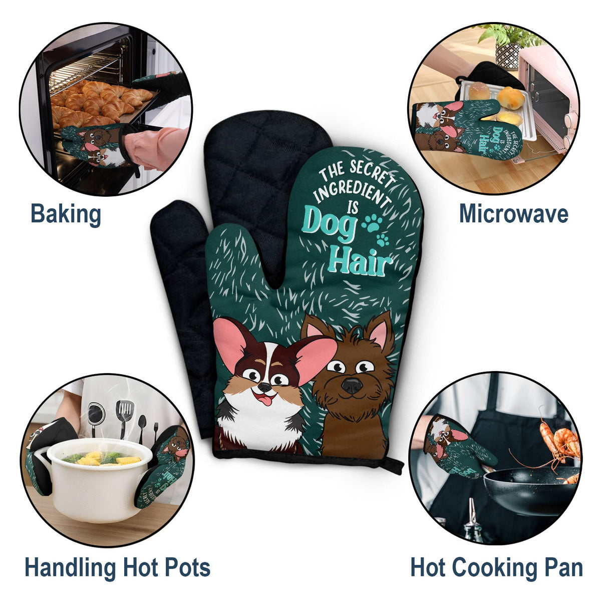 The Secret Ingredient Is Dog Hair - Gift For Dog Lovers - Personalized Oven Mitts, Pot Holders