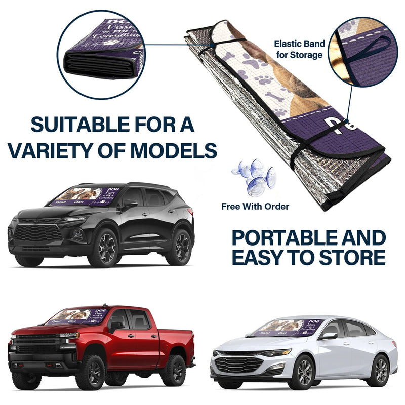 Custom Photo Dog Kisses Fix Everything - Gift For Dog Lovers - Personalized Auto Sunshade