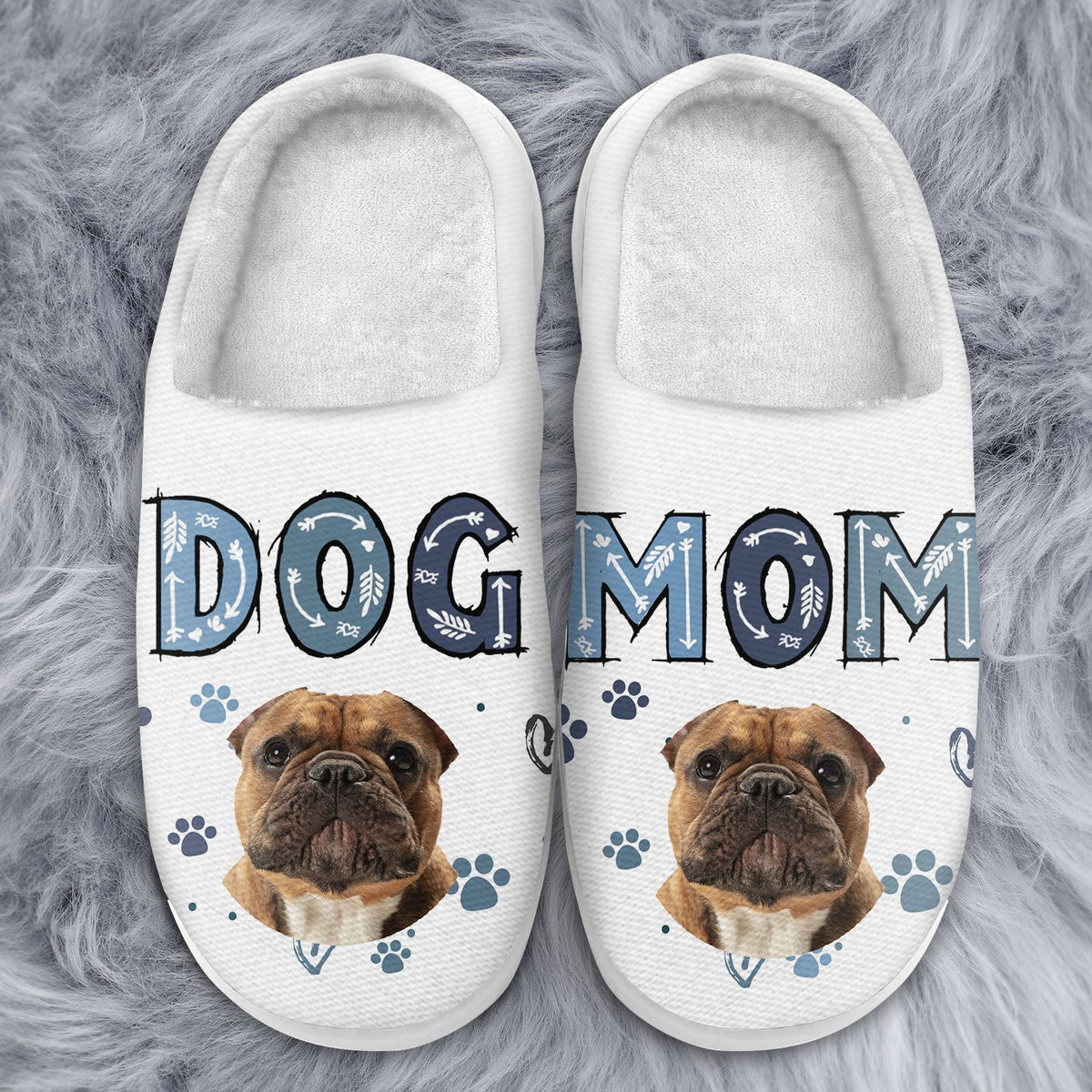 Custom Photo Dog Mom Dog Dad Cat Mom Cat Dad - Gift For Pet Lovers - Personalized Fluffy Slippers