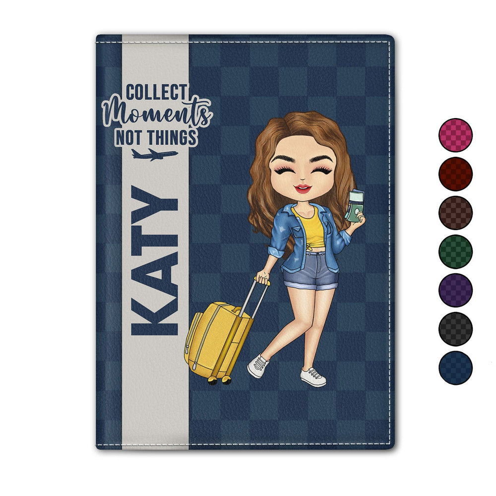 Collectionnez des moments, pas des objets - Cadeau pour voyageurs, amoureux du voyage, lui, elle - Étui de passeport personnalisé