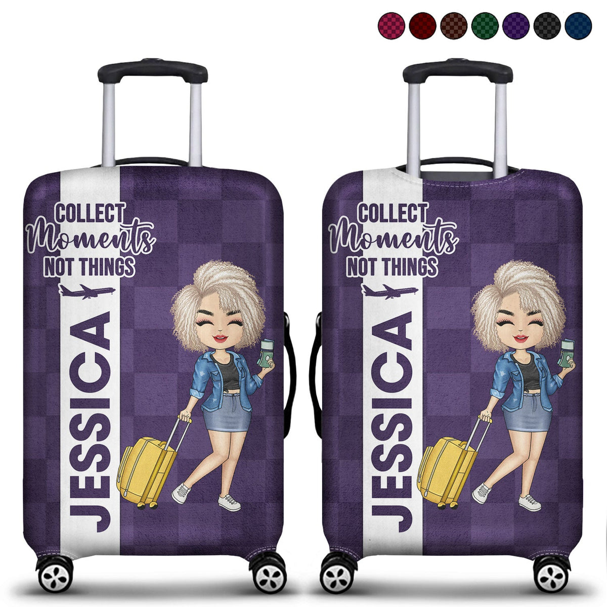 Collectionnez des moments, pas des objets - Cadeau pour les amoureux du voyage, les voyageurs, lui, elle - Housse de bagage personnalisée