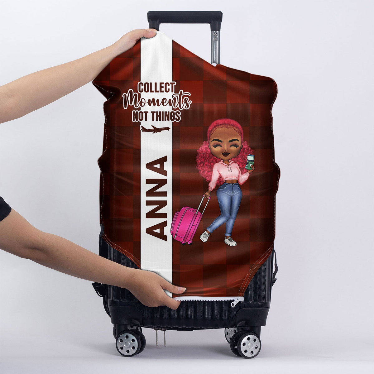 Collectionnez des moments, pas des objets - Cadeau pour les amoureux du voyage, les voyageurs, lui, elle - Housse de bagage personnalisée