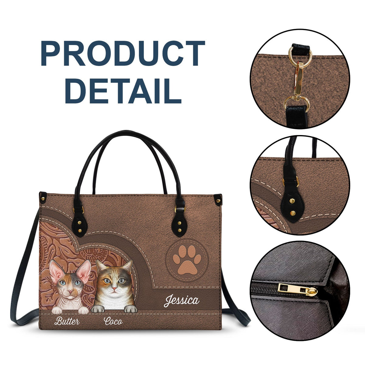 Cute Cats Aesthetic Pattern - Birthday, Loving Gift For Cat Mom, Cat Lovers - Personalized Leather Bag
