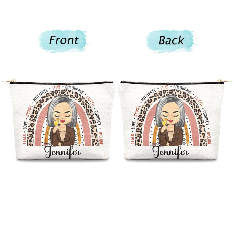 Enseigner, aimer, inspirer – Cadeau pour les enseignants – Trousse de maquillage personnalisée