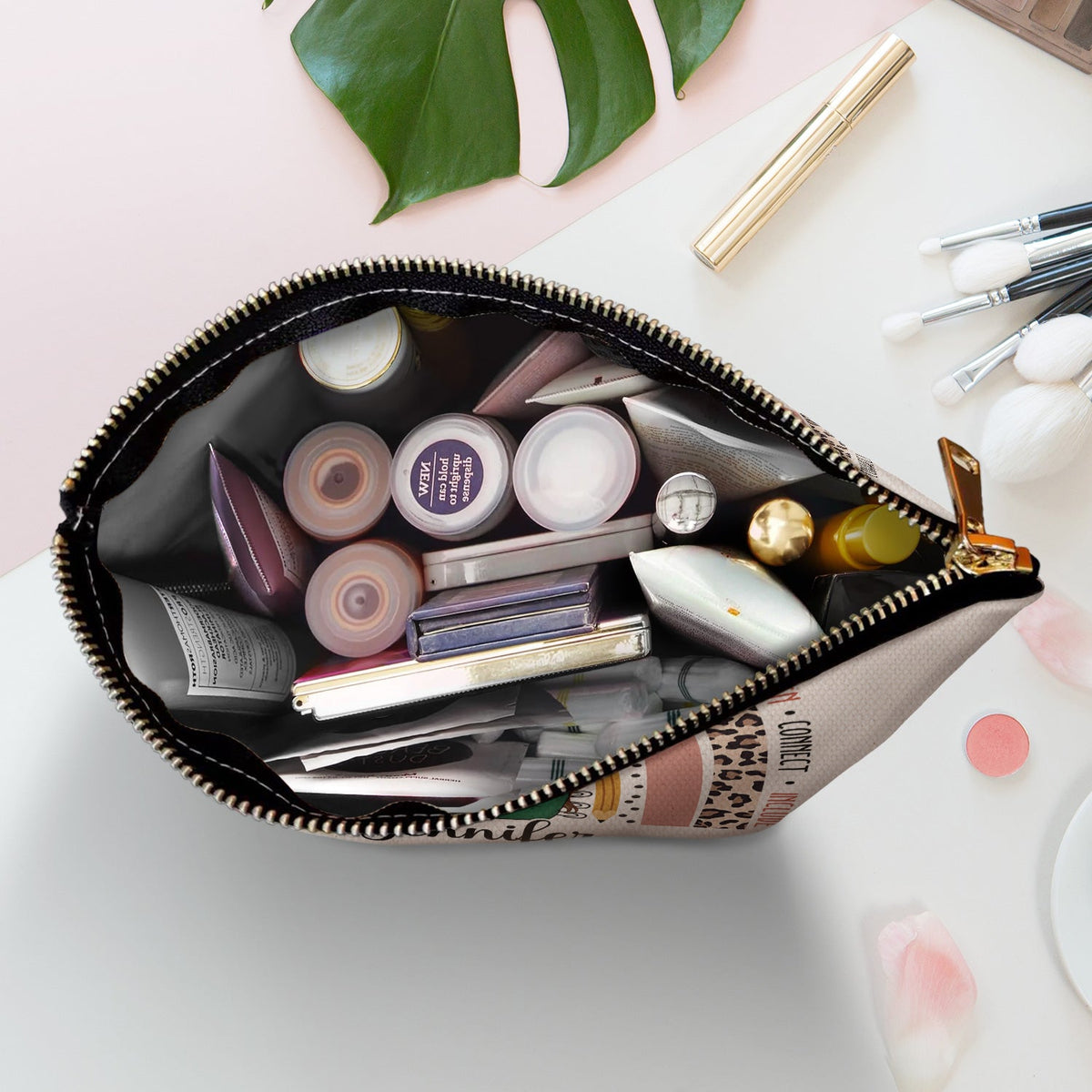 Enseigner, aimer, inspirer – Cadeau pour les enseignants – Trousse de maquillage personnalisée