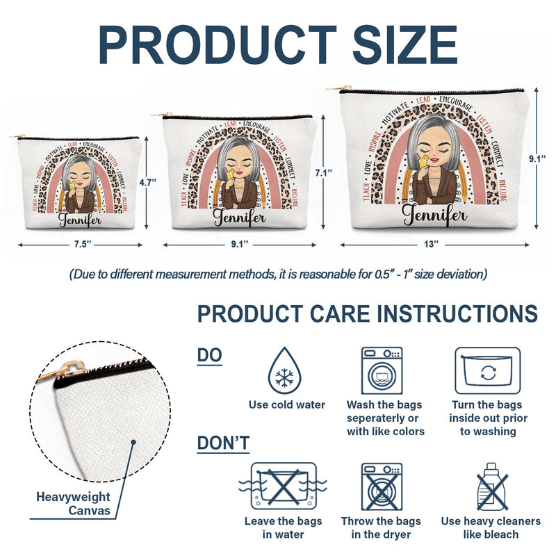 Enseigner, aimer, inspirer – Cadeau pour les enseignants – Trousse de maquillage personnalisée