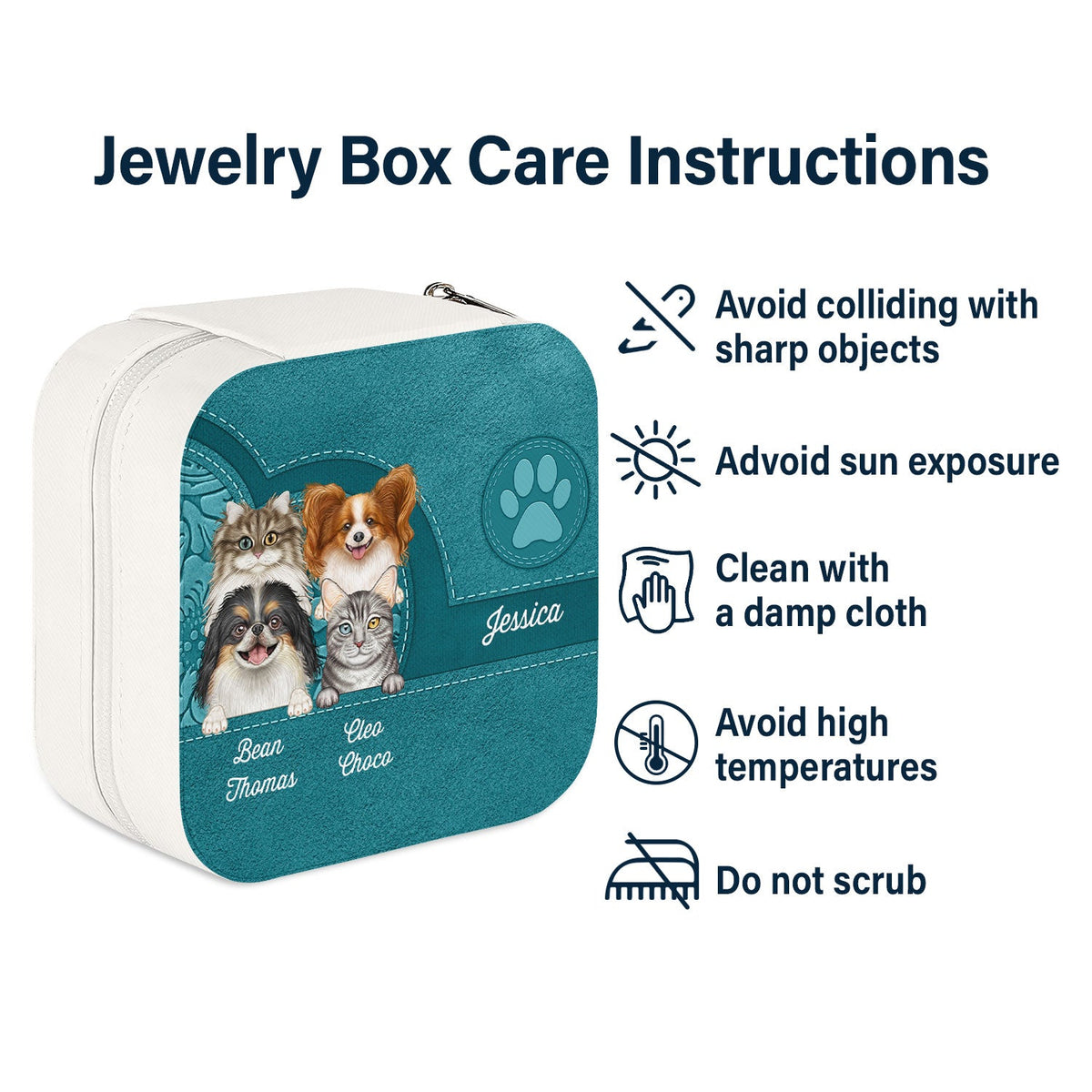 Motifs de chiens et de chats mignons - Cadeau d'anniversaire ou d'amour pour les amoureux des animaux, les mamans de chiens et de chats - Coffret à bijoux personnalisé