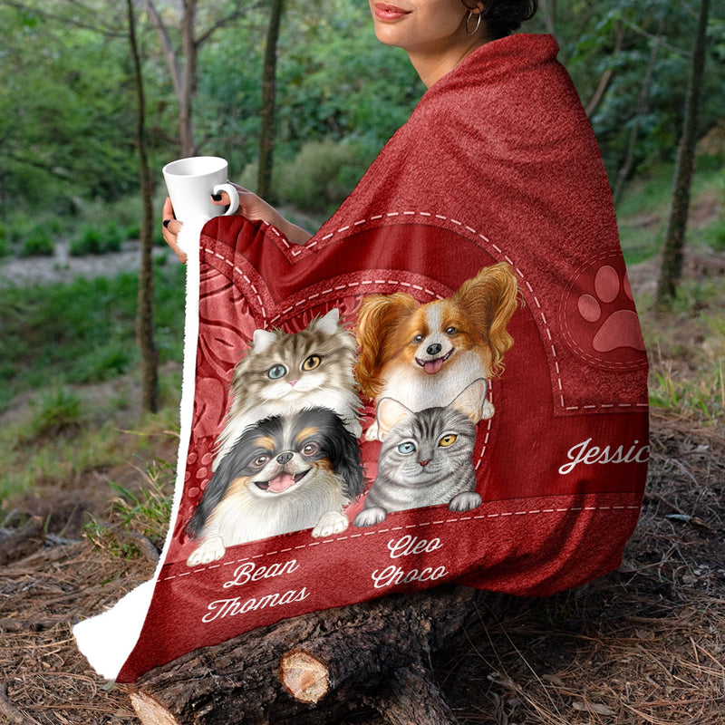 Cute Dogs And Cats Aesthetic Pattern - Birthday, Loving Gift For Pet Lovers, Dog Mom, Cat Mom - Personalized Fleece Blanket, Sherpa Blanket