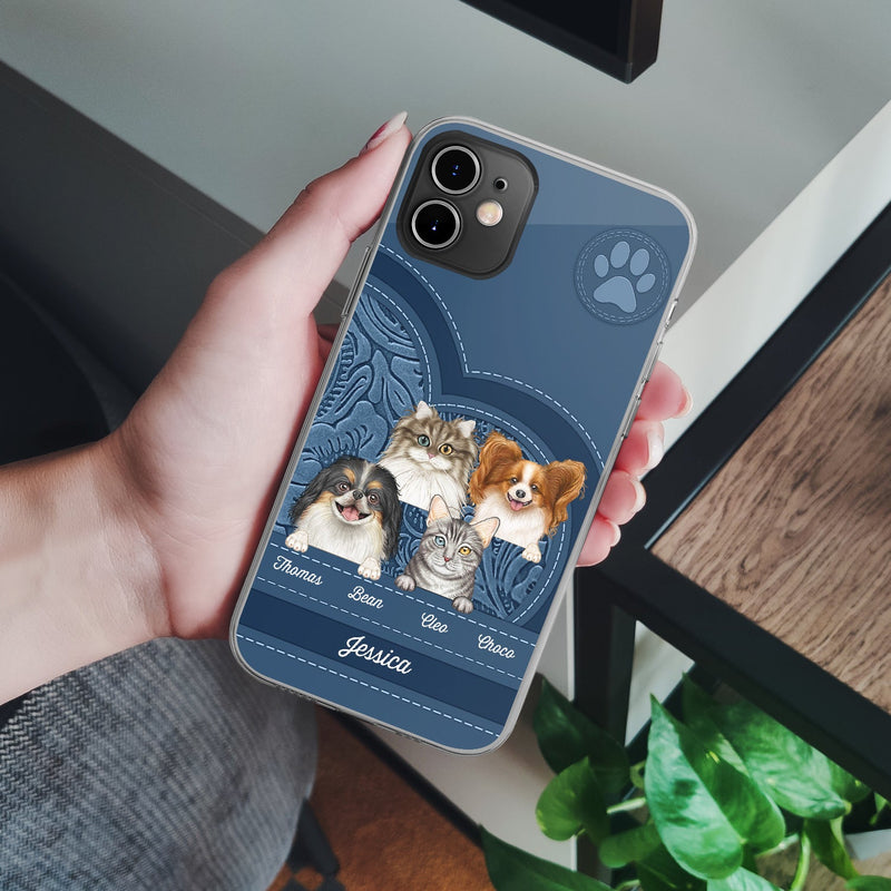 Motif esthétique de chiens et de chats mignons - Cadeau d'anniversaire ou d'amour pour les amoureux des animaux, les mamans de chiens et de chats - Coque de téléphone transparente personnalisée