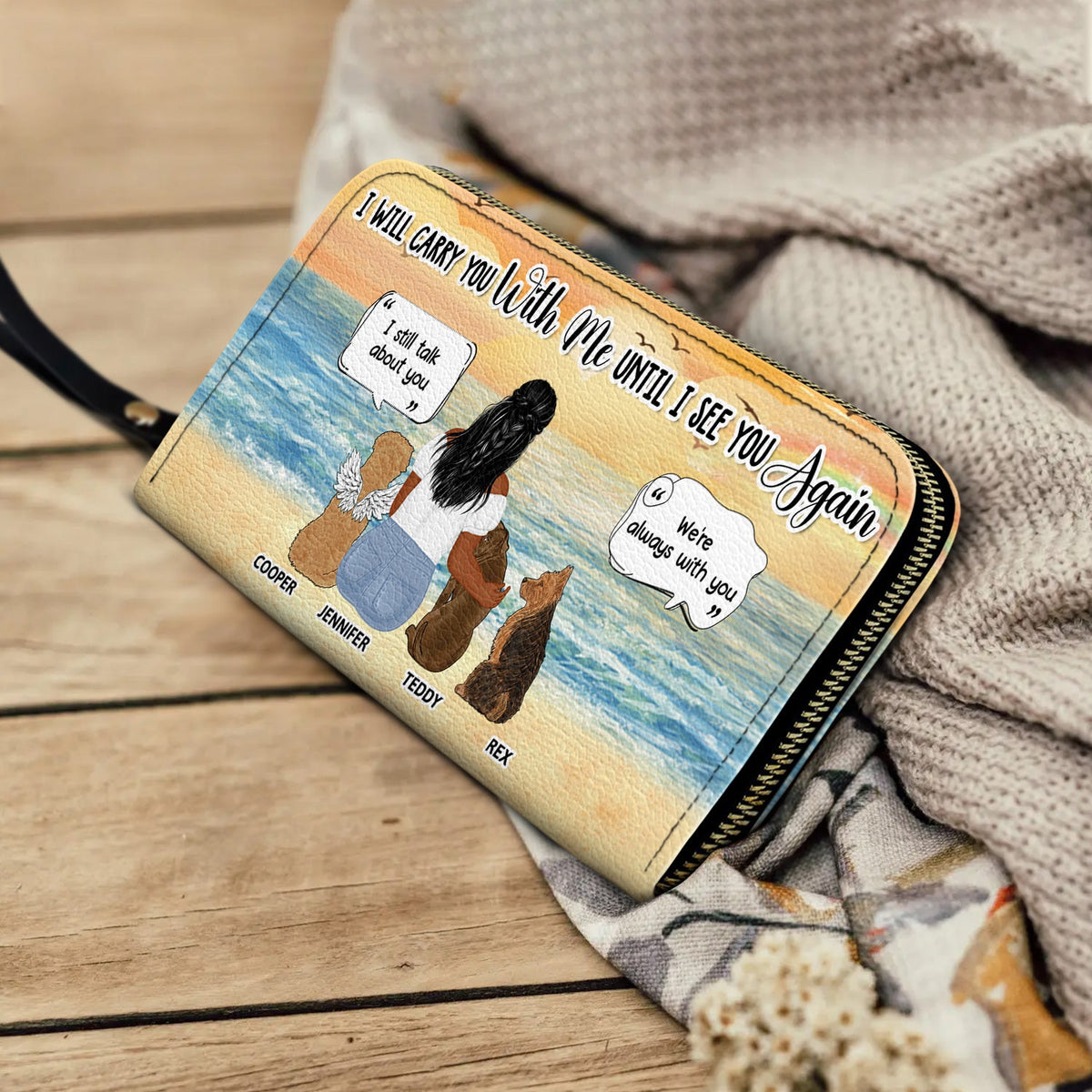 I Will Carry You Until I Can See You Again - Memorial Gift For Pet Lovers, Dog Mom, Cat Mom - Personalized Leather Long Wallet