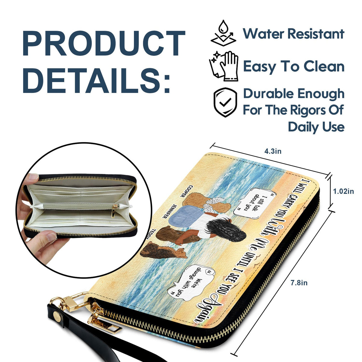 I Will Carry You Until I Can See You Again - Memorial Gift For Pet Lovers, Dog Mom, Cat Mom - Personalized Leather Long Wallet