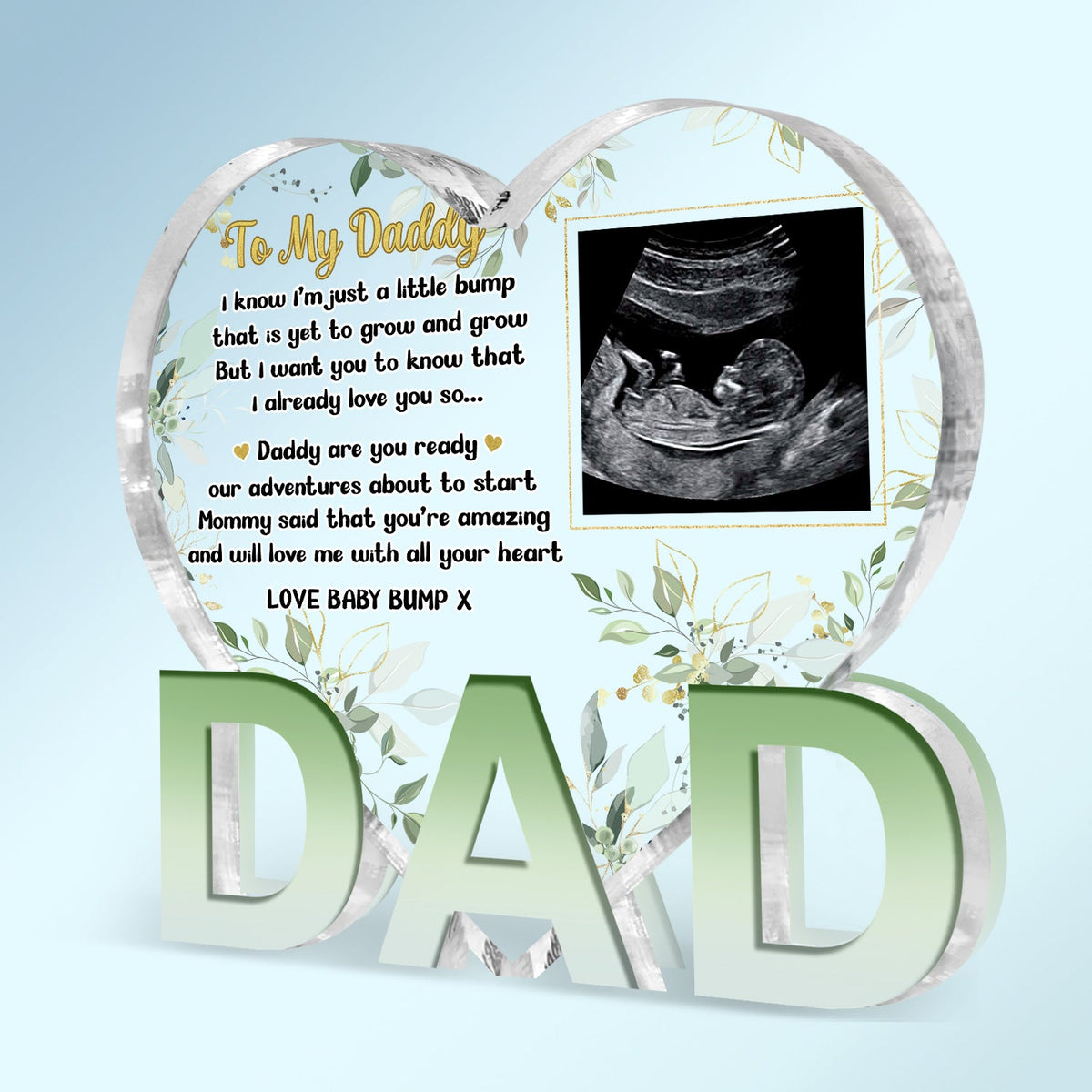 Custom Photo Baby Bump - Baby Shower Gift, Gift For New Dad, Dad-To-Be - Personalized Love-Dad-Shaped Acrylic Plaque