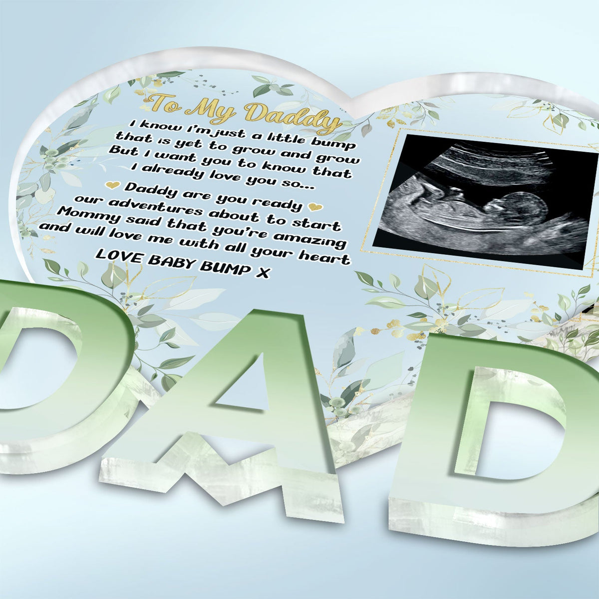 Custom Photo Baby Bump - Baby Shower Gift, Gift For New Dad, Dad-To-Be - Personalized Love-Dad-Shaped Acrylic Plaque