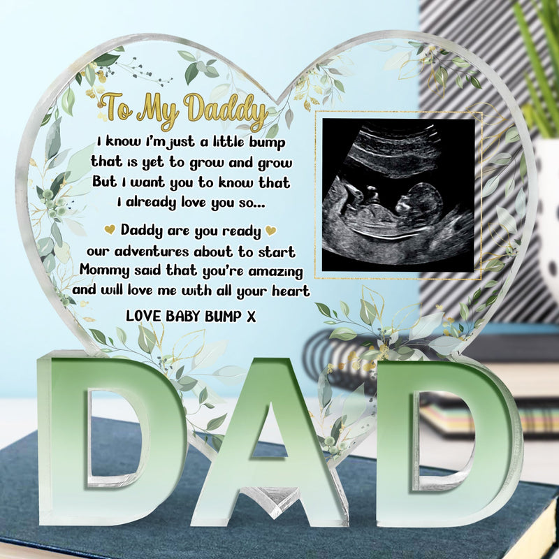 Custom Photo Baby Bump - Baby Shower Gift, Gift For New Dad, Dad-To-Be - Personalized Love-Dad-Shaped Acrylic Plaque
