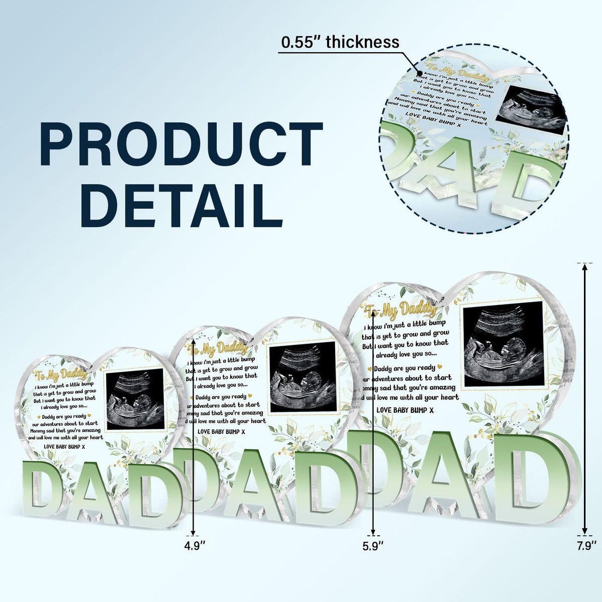 Custom Photo Baby Bump - Baby Shower Gift, Gift For New Dad, Dad-To-Be - Personalized Love-Dad-Shaped Acrylic Plaque