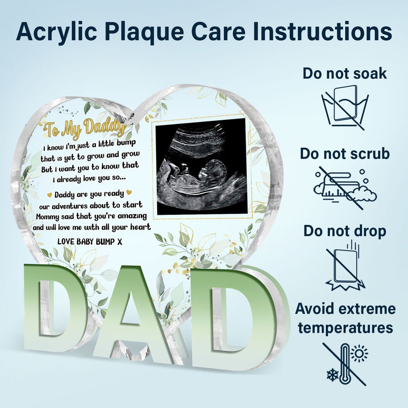 Custom Photo Baby Bump - Baby Shower Gift, Gift For New Dad, Dad-To-Be - Personalized Love-Dad-Shaped Acrylic Plaque