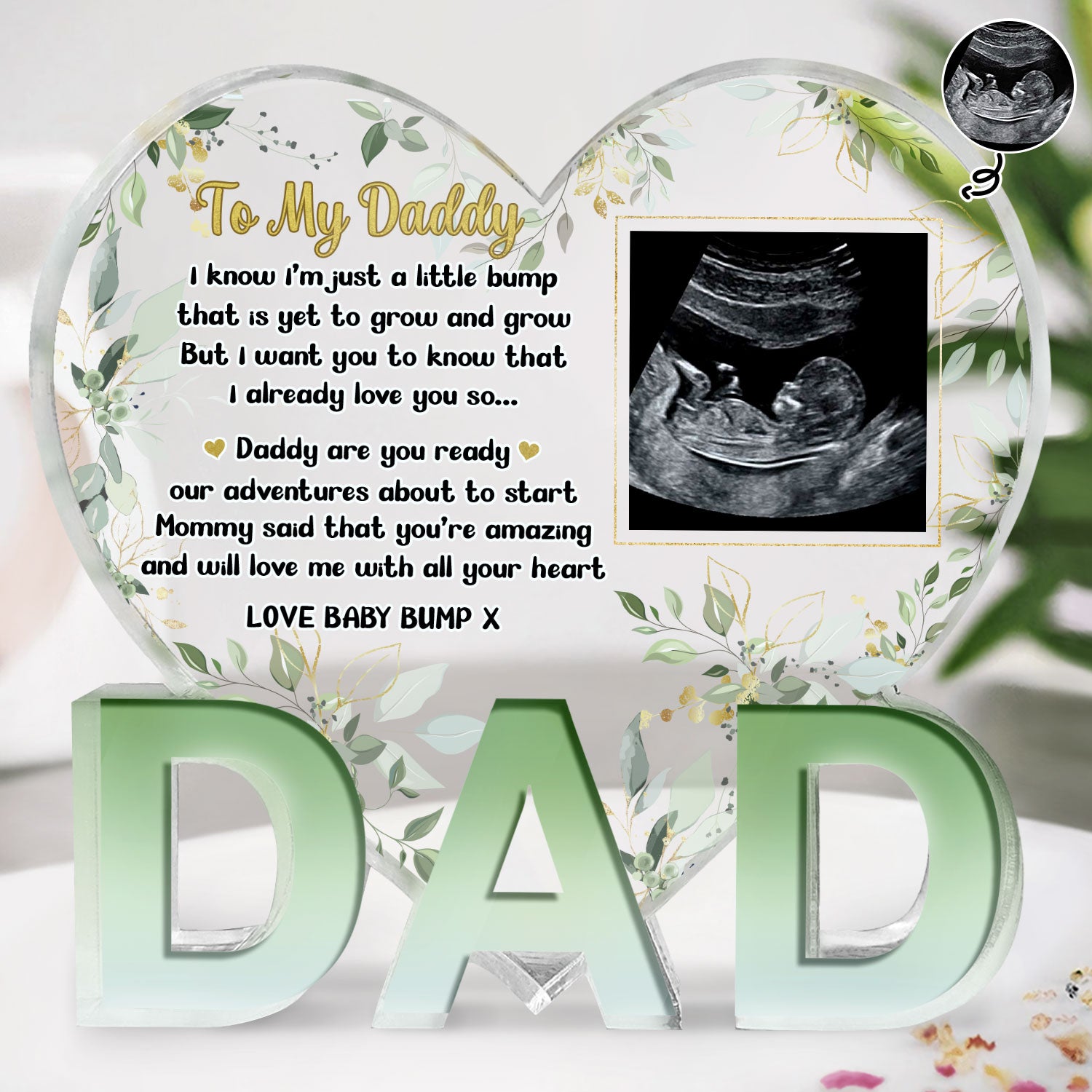 Custom Photo Baby Bump - Baby Shower Gift, Gift For New Dad, Dad-To-Be - Personalized Love-Dad-Shaped Acrylic Plaque