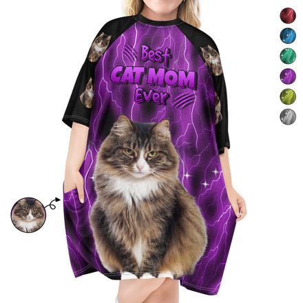 T-shirt personnalisé pour femme avec photo « Meilleure maman chat de tous les temps » – Cadeau pour les amoureux des chats