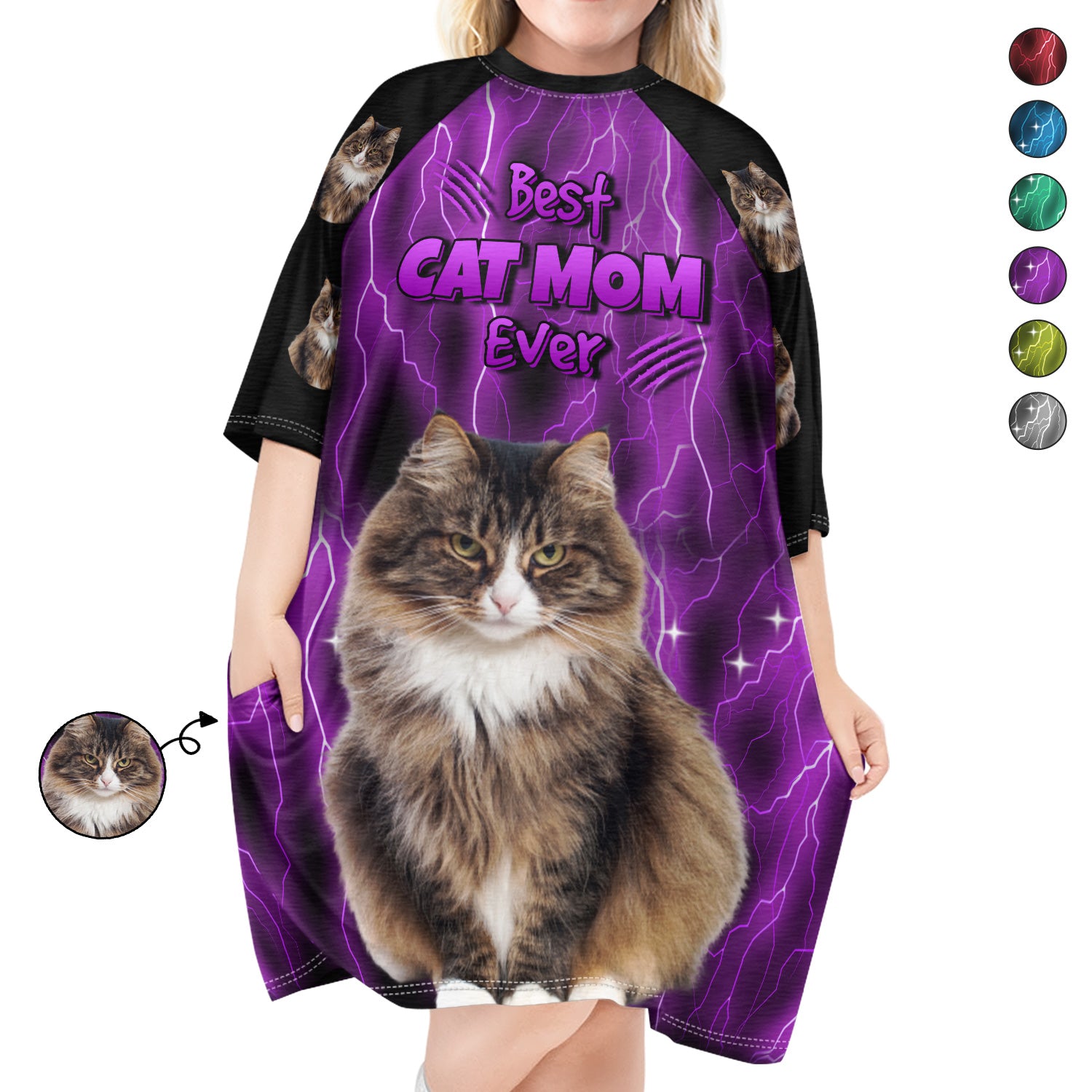 Custom Photo Best Cat Mom Ever - Gift For Cat Lovers - Personalized Women's Sleep Tee