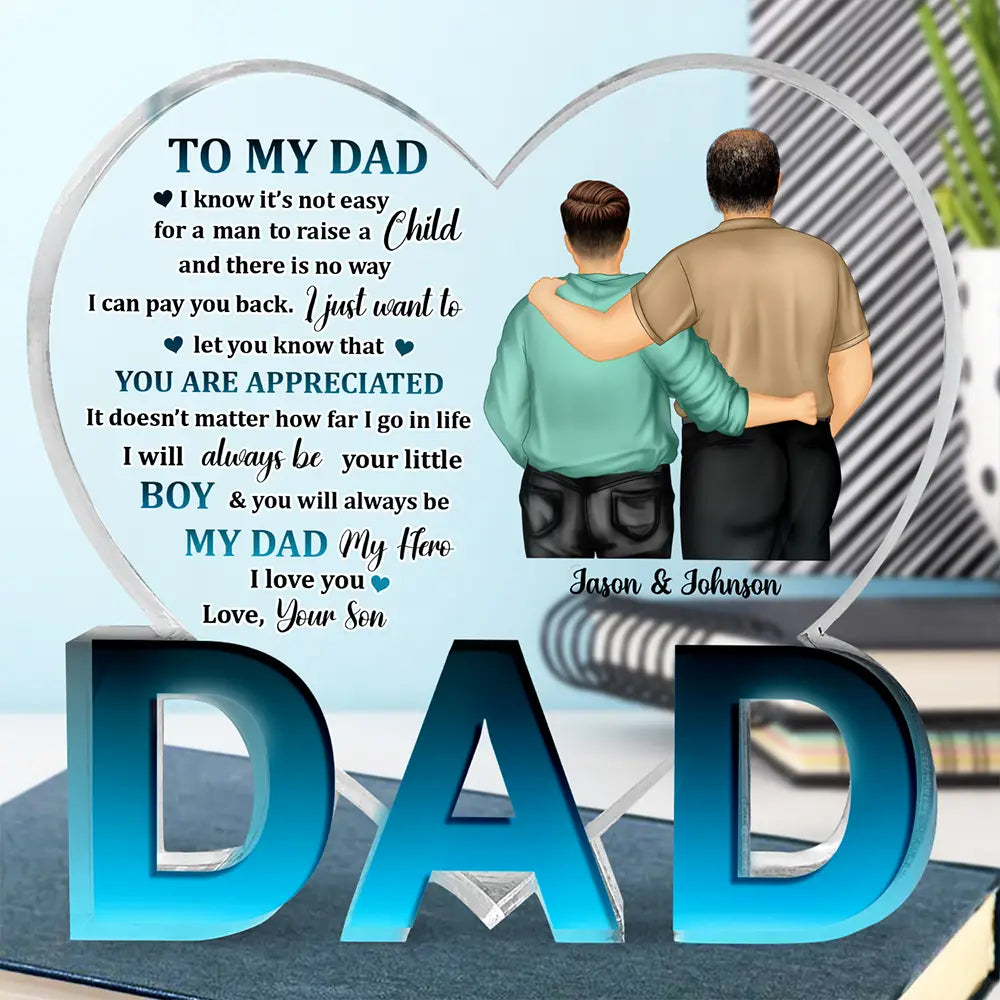 My Dad My Hero - Birthday, Loving Gift For Father - Personalized Love-Dad-Shaped Acrylic Plaque