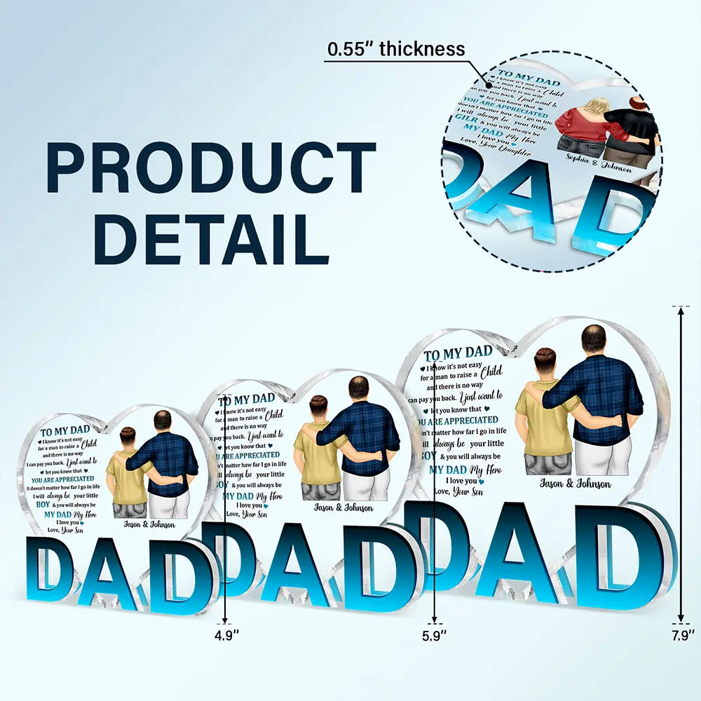 My Dad My Hero - Birthday, Loving Gift For Father - Personalized Love-Dad-Shaped Acrylic Plaque