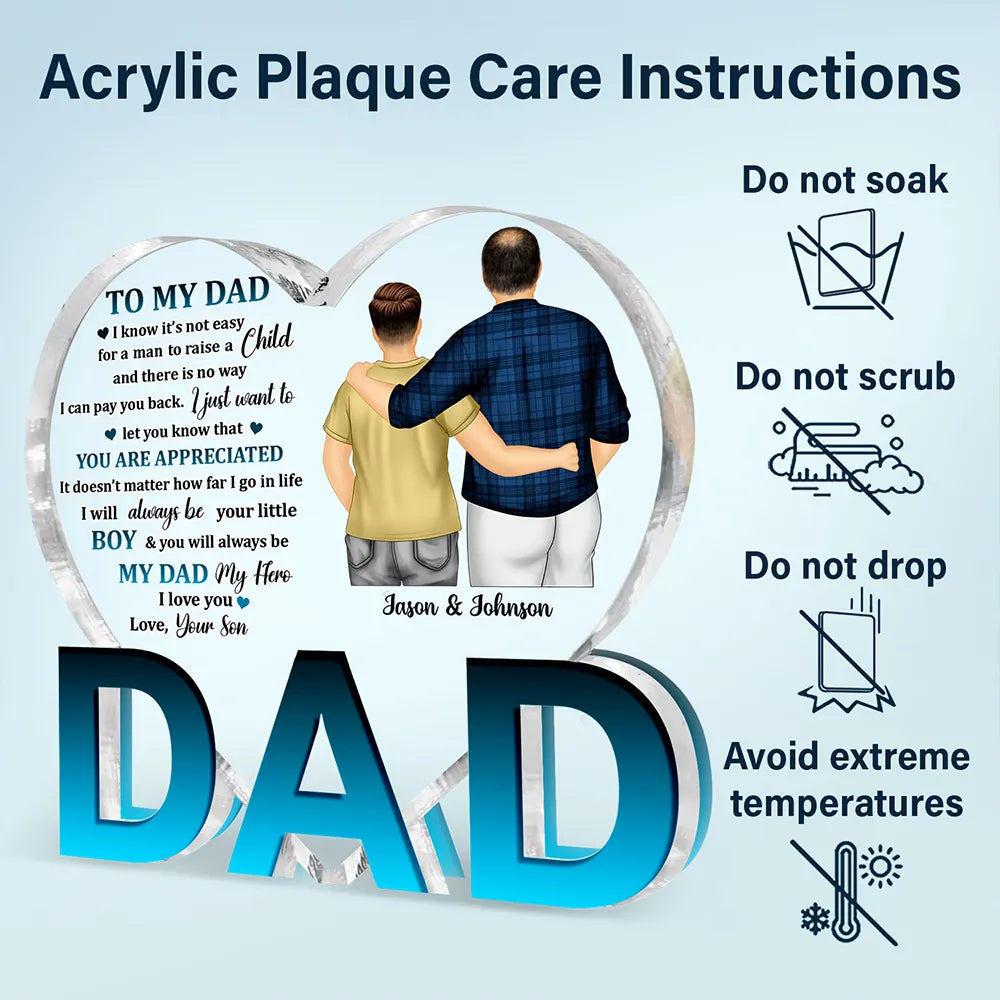 My Dad My Hero - Birthday, Loving Gift For Father - Personalized Love-Dad-Shaped Acrylic Plaque