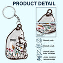 Floral Mama Bear - Birthday, Loving Gift For Mom, Mother, Grandmother, Grandma - Personalized Cutout Acrylic Keychain
