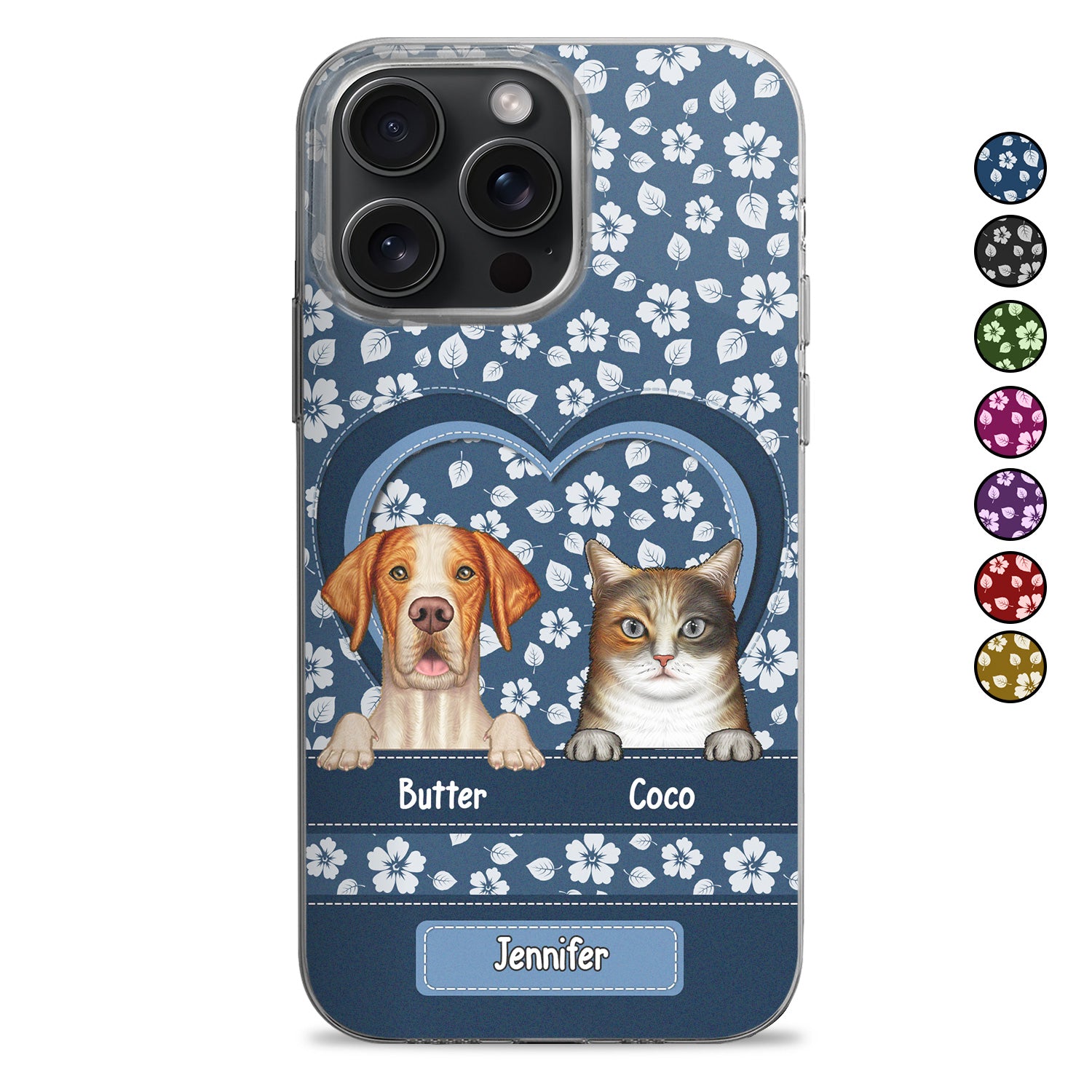 Cute Dogs Cats Floral Pattern - Gift For Pet Lovers, Dog Mom, Cat Mom - Personalized Clear Phone Case