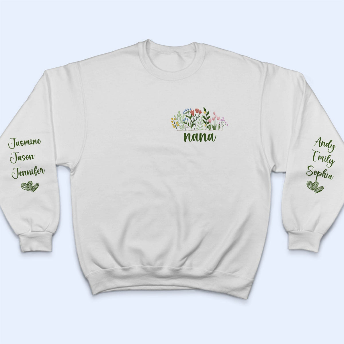 Floral Mama Title - Birthday, Loving Gift For Mom, Mother, Grandma, Grandmother - Personalized Unisex Sweatshirt With Design On Sleeve