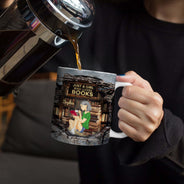 Fille lisant un mur fissuré en 3D - Cadeau pour les amoureux des livres - Mug blanc personnalisé bord à bord