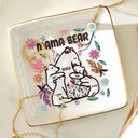 Mama Bear Floral Style - Birthday, Loving Gift For Mom, Mother, Grandma, Grandmother - 3D Inflated Effect Printed Dish, Personalized Ring Dish