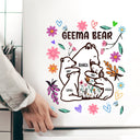 Mama Bear Floral Style - Birthday, Loving Gift For Mom, Mother, Grandma, Grandmother - Personalized Decor Decal