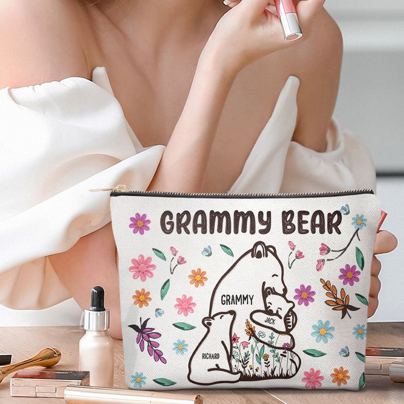 Maman Ourse Style Floral - Cadeau d'anniversaire, d'amour pour maman, mère, grand-mère, grand-mère - Trousse de maquillage personnalisée