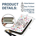 Mama Bear Floral Style - Birthday, Loving Gift For Mom, Mother, Grandma, Grandmother - Personalized Leather Long Wallet