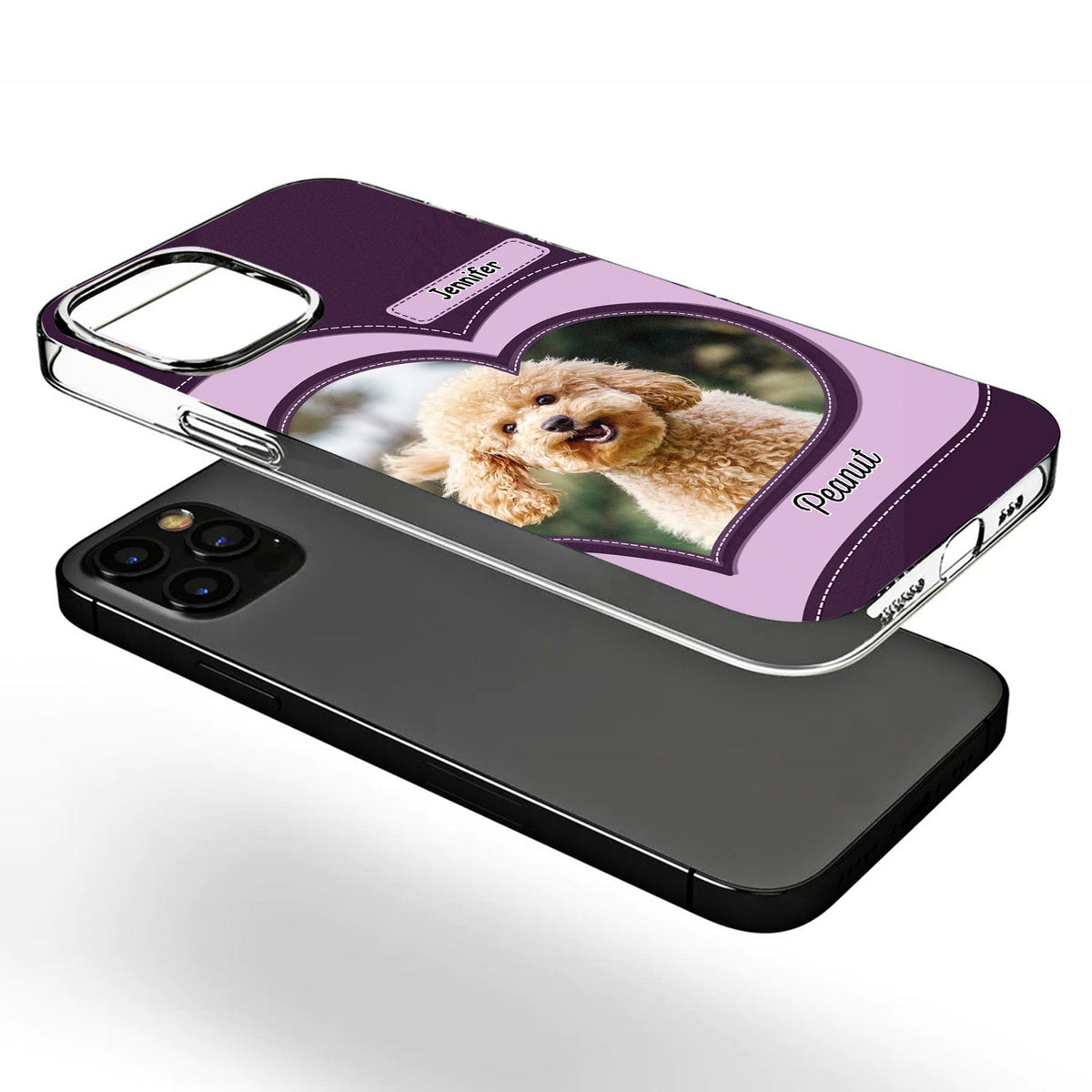 Custom Photo Heart Dog Cat - Gift For Pet Lovers - Personalized Clear Phone Case