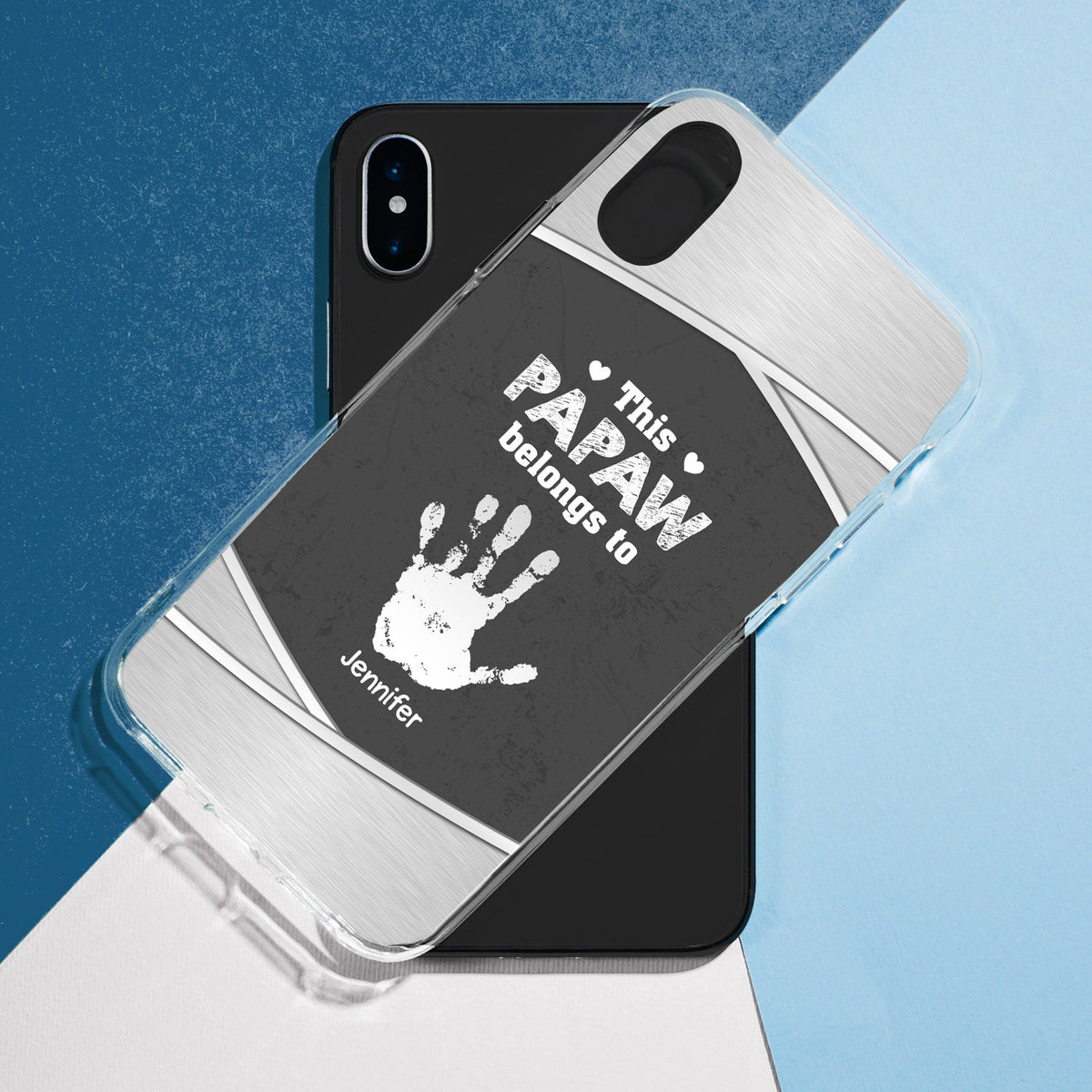 This Grandpa Daddy Belongs To - Gift For Dad, Father, Grandfather - Metal Effect Printed, Personalized Clear Phone Case