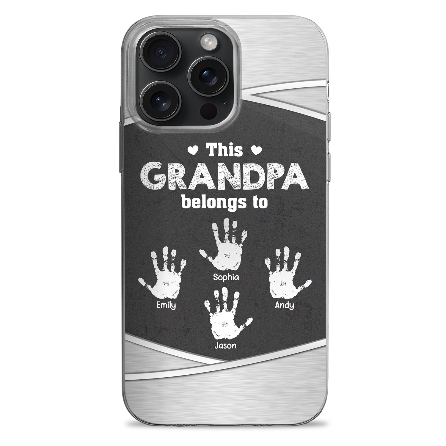 This Grandpa Daddy Belongs To - Gift For Dad, Father, Grandfather - Metal Effect Printed, Personalized Clear Phone Case