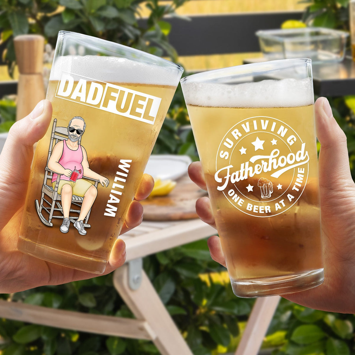 Surviving Fatherhood One Beer At A Time - Gift For Dad, Father - Personalized Beer Glass
