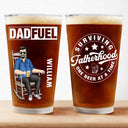 Surviving Fatherhood One Beer At A Time - Gift For Dad, Father - Personalized Beer Glass
