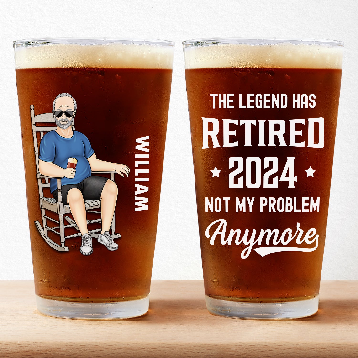 The Legend Has Retired - Retirement Gift For Men, Grandpa, Father - Personalized Pint Glass