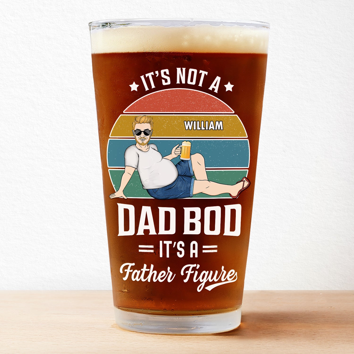 Not A Dad Bod It's A Father Figure - Gift For Dad, Grandpa - Personalized Pint Glass