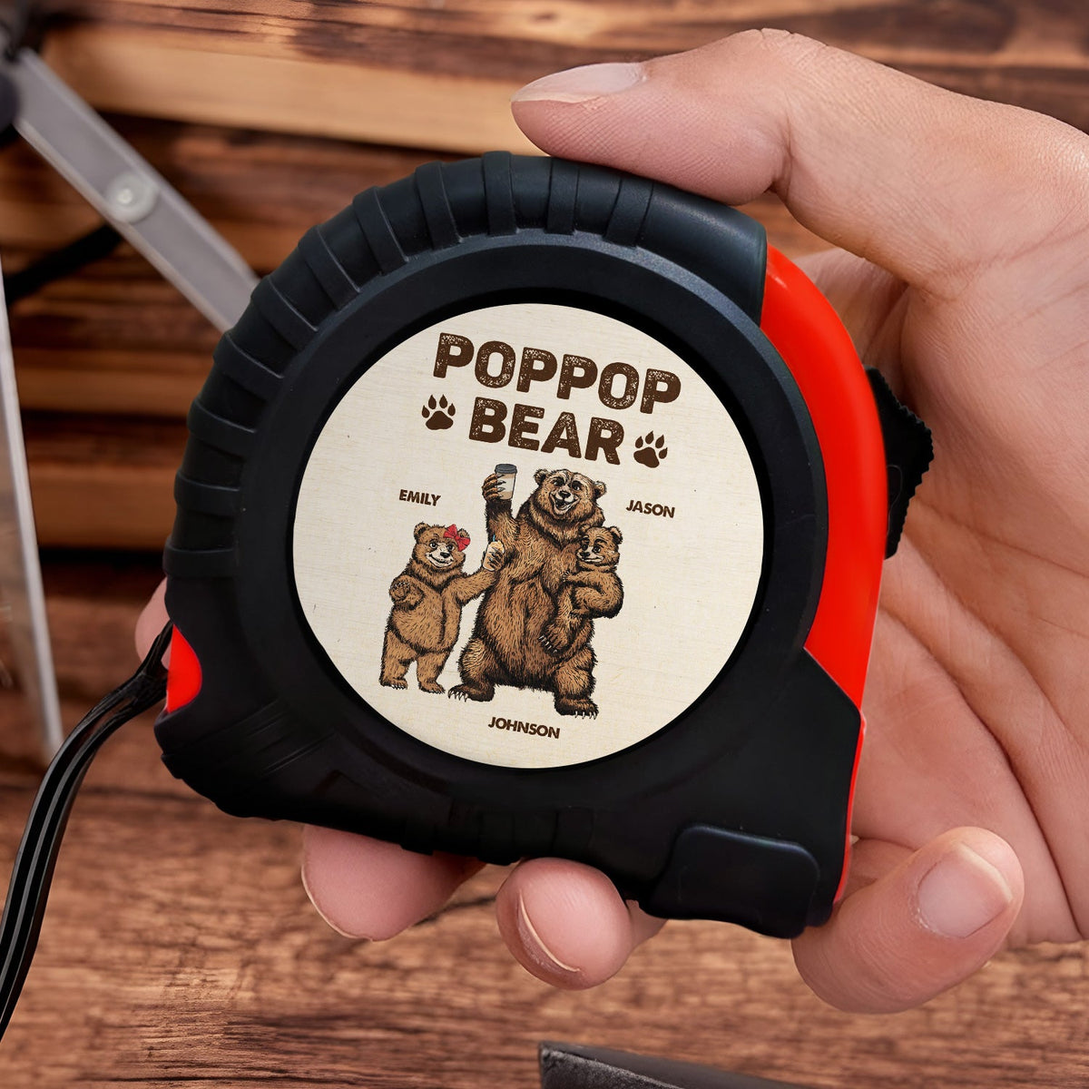 Papa Bear - Gift For Dad, Father, Grandfather, Grandpa - Personalized Tape Measure