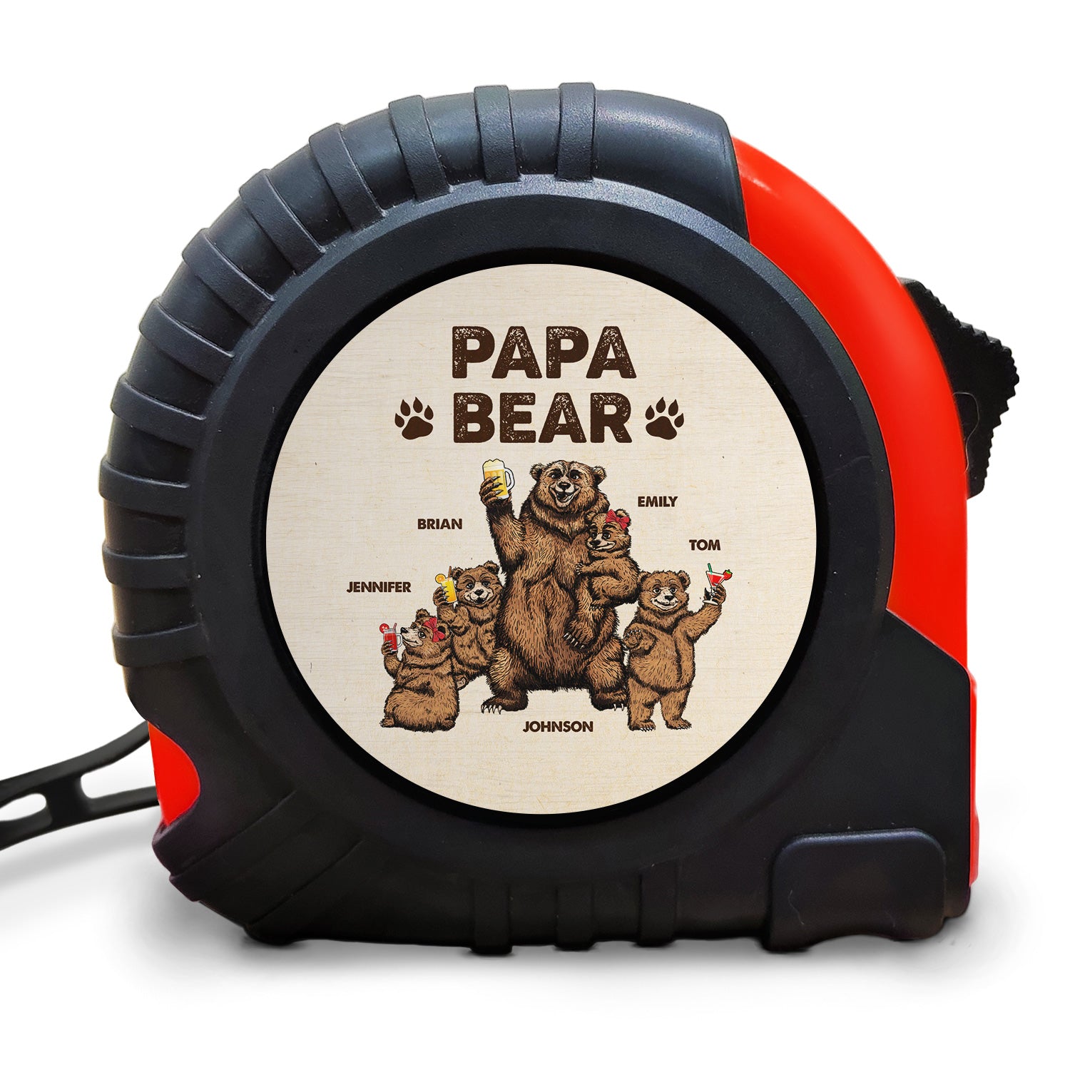 Papa Bear - Gift For Dad, Father, Grandfather, Grandpa - Personalized Tape Measure